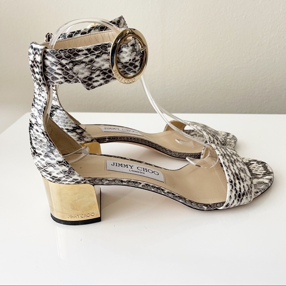 JIMMY CHOO "JAIMIE" Snake Skin Ankle Strap 6.5